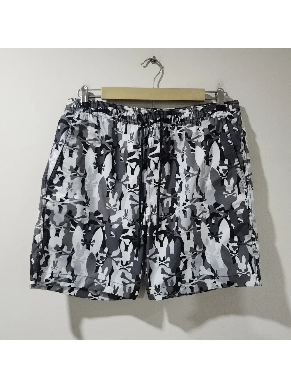 Psycho Bunny Swim Trunks Shorts All Over Logo Summer Beach Outdoor Mens Medium